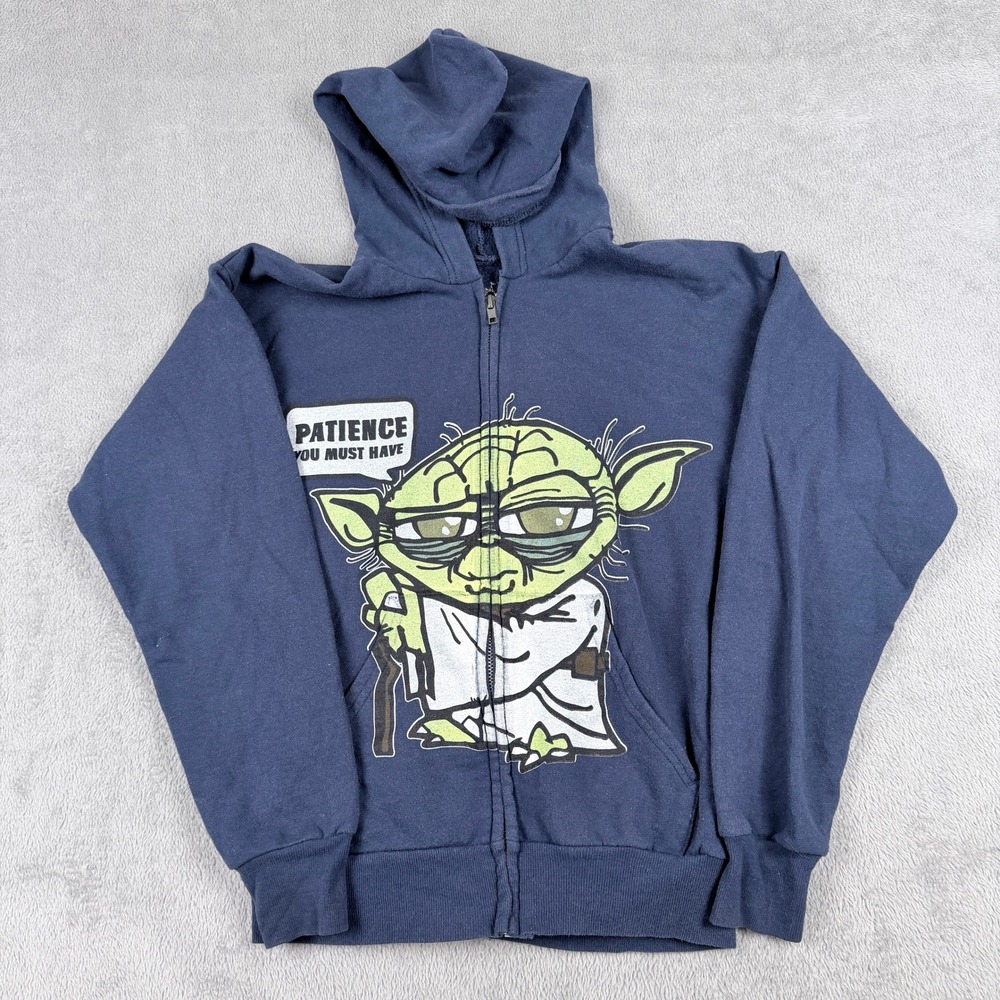 Disneyland Hanes Star Wars Yoda Navy Blue Zip Up Hoodie Kids Large